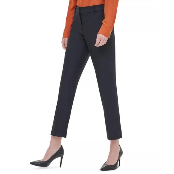 NWT Calvin Klein Women Size 14 14x29 Navy Twill Slim-Leg Trouser Ankle Pants NEW - Picture 3 of 3